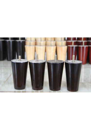 Suntek Magideal 4 Adet Koni Şekli Okaliptüs Masif Ahşap Mobilya 10 CM Siyah