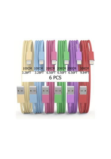 6 Adet 3/3/6/6/6/10ft Uzun Lightning Kabloları Hızlı Şarj Yüksek Hızlı Transfer Kablosu Diğer