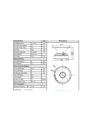 For-x Tx-80f Profesyonel Dome Tweeter 11,4 Cm 75w Rms 150w Maksim