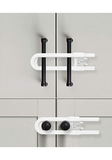 Büro Ev Bebek Güvenliği İçin 4adet Sürgülü Plastik Çekmece Koruma Kilidi Seti Gri