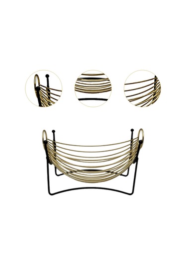 Homyl Demir Meyve Sepeti Servis Tepsisi Tezgah Mutfak Tezgahı Altın