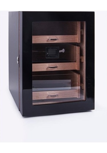Parmida Humidor / Üç Katlı Puro Saklama Kutusu - Siyah 0119