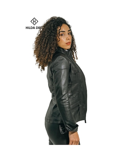 Hilda Deri Melda Hakiki Deri Klasik Spor Kadın Ceket 001
