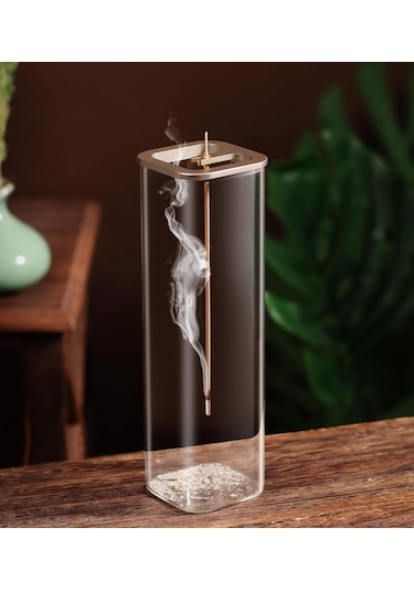 Yaleker Kare Cam Tütsülük Standı, 60x200mm, Modern Ve Şık Tasarım, Kolay Temizlik Şeffaf