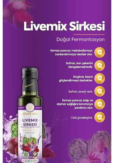 Livemix Sirkesi Doğal Fermantasyon Livemix Vinegar 500 Ml