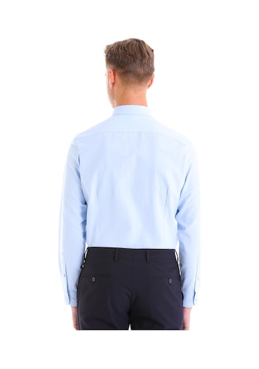 Hatemoğlu Slim Fit Pamuklu Uzun Kollu Erkek Gömlek Açık Mavi