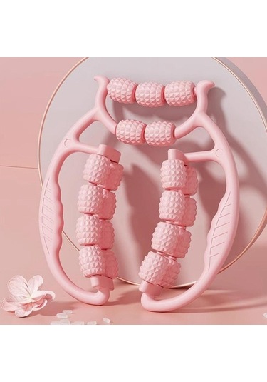 Suntek Bacak Masaj Aleti Silindiri 21 Tekerlek Kas Egzersiz Uyluk Pembe