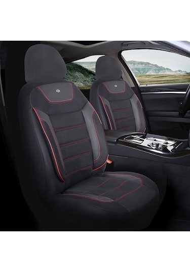 Peugeot 405 Araçlara Uyumlu Oto Koltuk Kılıfı Seti - Primier Serisi - Siyah Kırmızı