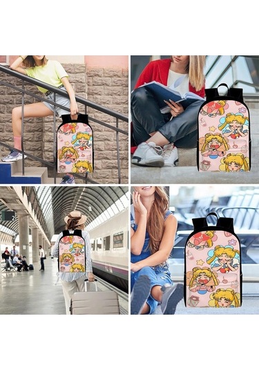 Trendooze Uygun, Siyah Siyah Siyah Sırt Seyahat, Sailor Organizasyon Moon Kawaii Karikatür, İş İnç İle, İçin, Genç, Dizüstü Çoklu Cf53 Çantası, Çalışması Bölmeleri Bilgisayara 15.6 Yl Siyah