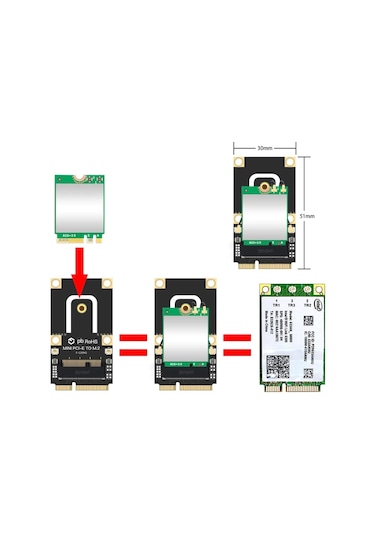 5088 Mini Pci-e Express To M.2 Wifi Wireless Bluetooth Çevirici