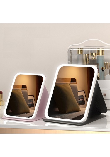 Geeroyoo Usb Şarjlı 3 Renk Işıklı Led Makyaj Aynası - Çevirilebilir Taşınabilir Masaüstü Modeli, Dokunmatik Işık Regülasyonu, Yüksek Kaliteli Ayna, Dorma Ve Ofis İçin Uygun Siyah Büyük Boy Diğer