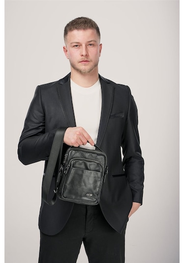 Ççs 31591 Hakiki Deri Askılı Çanta Siyah