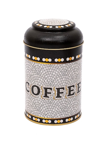 Mosaic Coffee Desenli Yuvarlak Metal Kutu, 10.5 X 15 Cm, 1.1 Lt