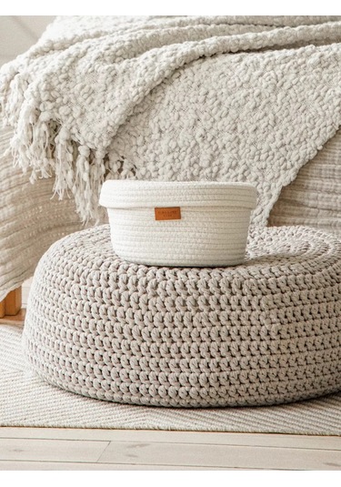 Sl Home Kapaklı Örgülü Depolama Sepeti 204507814 Beyaz