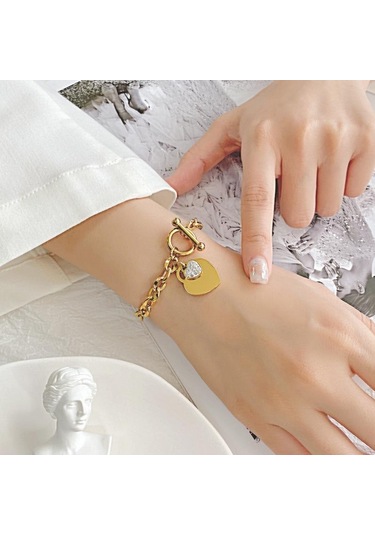 Gümüş Opk Moda Aşk Paslanmaz Çelik Bileklik Kız