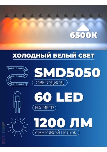 Feron Led Şerit, 60smd 5050 /m 14.4w/m 12v Ip65 6500k. 208984802 Beyaz