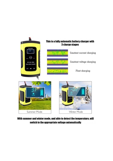 Symbee 12v 6a Akıllı Tam Otomatik Motosiklet Ve Araç Akü Şarj Cihazı - Hızlı Şarj Ve Tamir Özellikli