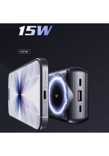 Lenyes Px274d Pd 22.5w Standlı M-safe Şarj Özellikli Wireless Powerbank 15w 20000mah Siyah Siyah