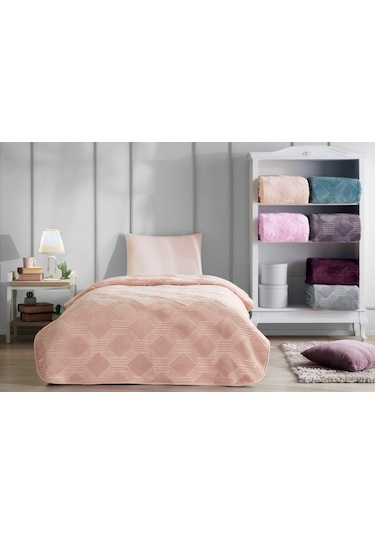 Özdilek Trendy Art Deco Pamuk Şekeri Çift Kişilik Battaniye Pembe