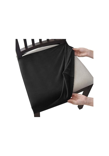 Siyah Kadife Sandalye Koltuk Kapakları Çıkarılabilir Yıkanabilir Anti-toz Streç Spandex Yemek Odası Döşemeli Sandalye Koltuk Slipcovers