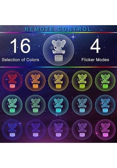 Metabagua Fil Gece Lambası 3d Illusion Işık Hayvanlar Lamba 16 Renk Uzaktan Kumanda İle Değişen Çocuklar Yatak Odası Dekor Tatil Doğum Günü Hediyeleri Erkekler Kızlar Için Bxmcys Beyaz