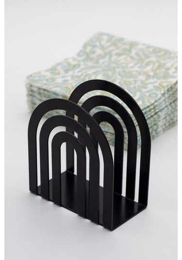 Metal Masa Üstü Sofra Dekoratif Siyah Peçetelik Siyah