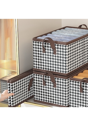 Cbtx 50x30x26cm Saklama Kutusu Non Woven Pp Pano Katlanabilir Dolap Düzenleyici Kutusu - Siyah