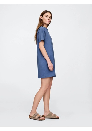 Gap V-frch Logo Tee Dress Kadın Elbise-8147 Beyaz