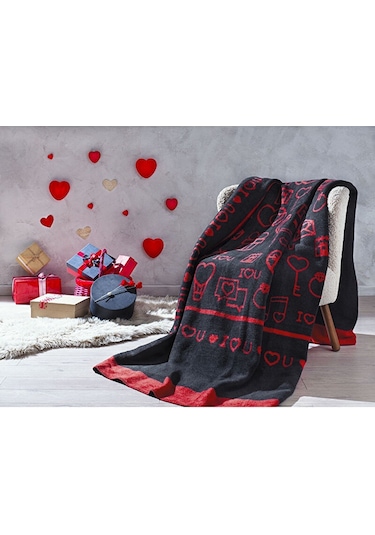 Özdilek Gleam Love Çift Kişilik Pamuklu Battaniye 180x220 476322 Kırmızı
