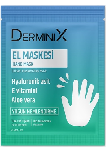 Derminix Aloe Vera Özlü Hyaluronik Asit & Vitamini E İçerikli Nemlendirici El Maskesi 2'li