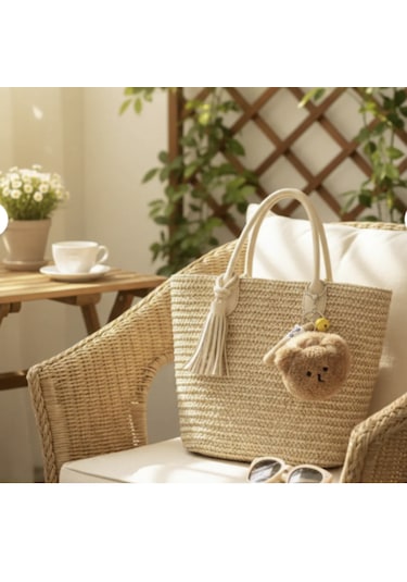 Peluş Cep Ayna Kedi Veya Ayı Figürlü Anahtarlık Kahverengi