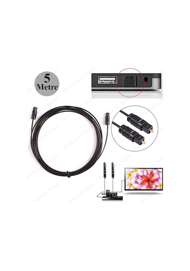 5 Metre Digital Optik Toslink Fiber Ses Kablosu Od22