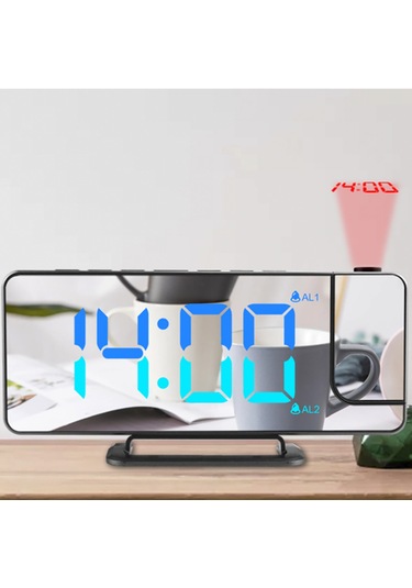 Suofeng "180 Dönebilir Projektörlü Led Alarm Saati - Aydınlatma Ayarlı, Çift Alarm, Termometre Ve Ayna Özellikli"