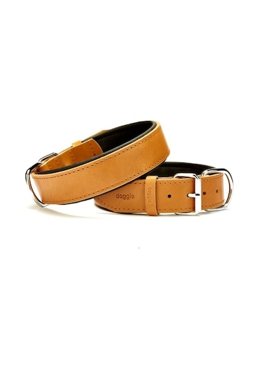 Gerçek Deriden Köpek Boyun Tasması 4x57-65 CM - Camel