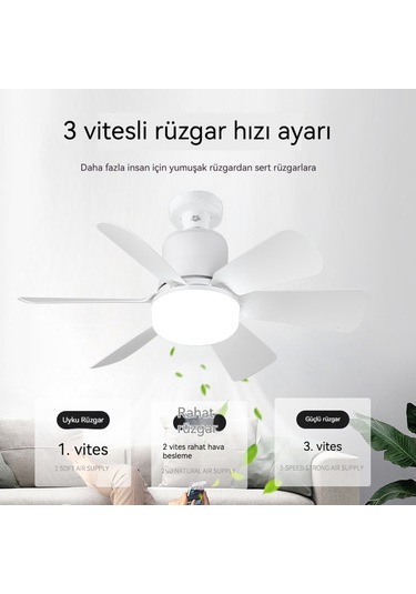 Üçtonlu Sessiz Vidalıkküçük Fan Lambası Beyaz