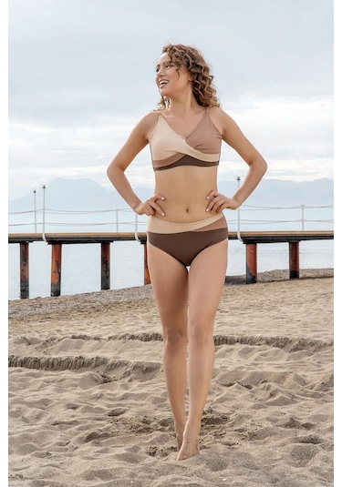 Markahit Ruko Üç Renkli Bikini Krem Kahve
