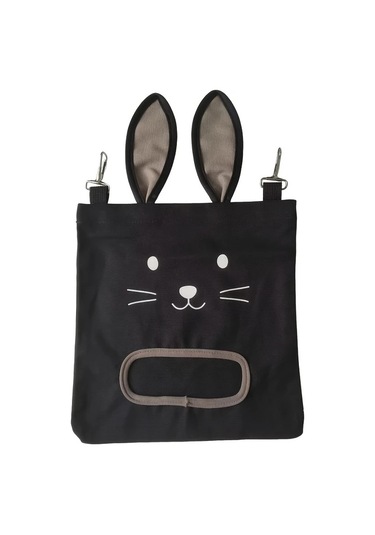 Elmpaly Siyah Küçük Evcil Hayvan Saman Çantası Tavşan Hamster Gine Domuzu Yem Torbası