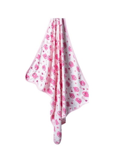 Pamuklu Kaliteli Çift Katlı Raporlu Bebek Battaniye Hediyelik 12 Pembe