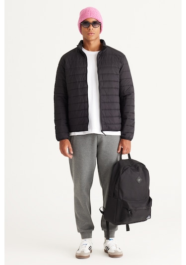 Ac&Co / Altınyıldız Classics Standart Fit Normal Kesim Dik Yaka Erkek Mont Siyah