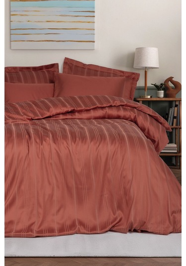 Cotton Box 1901-cb Smart Bambu Ck Saten Nevresım Takımı Strıpe Kıremıt Kiremit