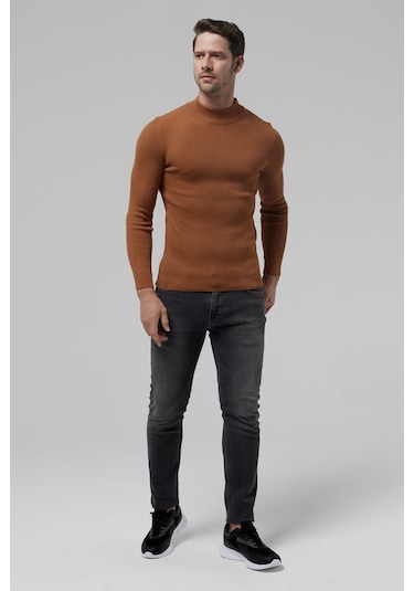 Twn Slim Fit Findik Kahve Rib Örgü Kazak 5ec0606317701 Fk1