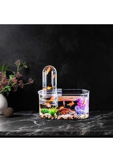 Suntek Mini Balık Tankı Toz Geçirmez Yetiştirme Oval-kısa