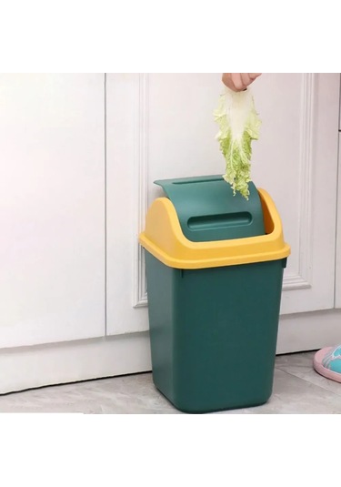 Hangfox 10 Litre Kapaklı Çöp Kutusu - Modern Tasarım, Dayanıklı Plastik, Ferah Yeşil Renk, Koku Önleyici Kapak