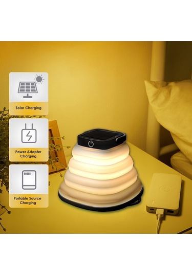 Pazly Katlanabilir Güneş Led Kamp Lambası - 3 Parlaklık Seviyesi, Şarj Edilebilir, Ip65 Su Geçirmez, Taşınabilir