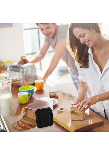 Pazly Kapaklı Hava Geçirmez Ekmek Saklama Kaba Şeffaf Plastik Mutfak Ekmek Kutusu Bpa İçermez, Fda Yok Siyah Siyah