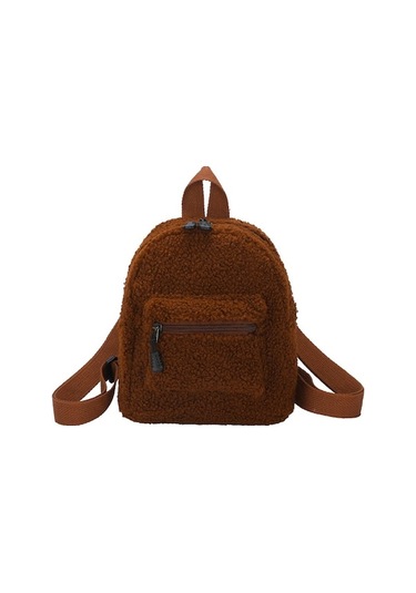 Novahub Vintage Kuzu Yünü Kadın Sırt Çantası, Brown Renk, Mini Boy, Sonbahar Kış Tarzı Brown