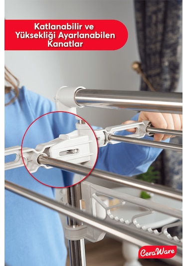Ceraware 4 Katlı Çamaşırlık Lüks Çamaşır Kurutma Askılığı Gri