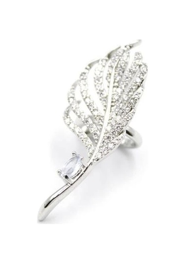 Yaprak Kıkırdak Küpe - Gümüş Çok Renkli