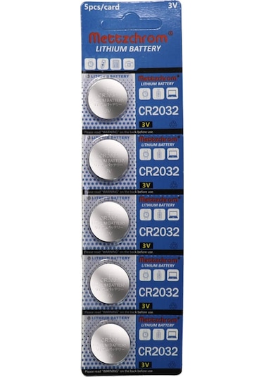 Mettzchrom CR2032 3V Lityum Düğme Pil 5'li