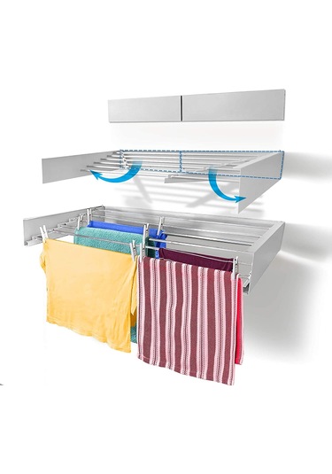 Kurutmalık Çamaşır Askısı - Duvara Monte Çamaşırlık 55 Cm Beyaz